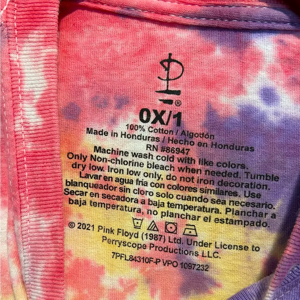 Licensed Pink Floyd Cropped Tie-Dye Shirt 1X - Image 3