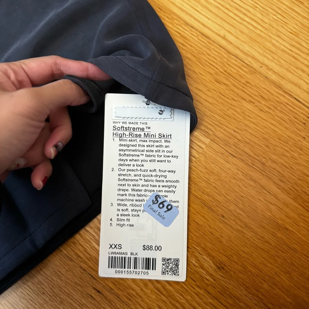 Lululemon Softstreme High-Rise Mini Skirt Black XXS NWT Athleisure Minimalist - Image 4