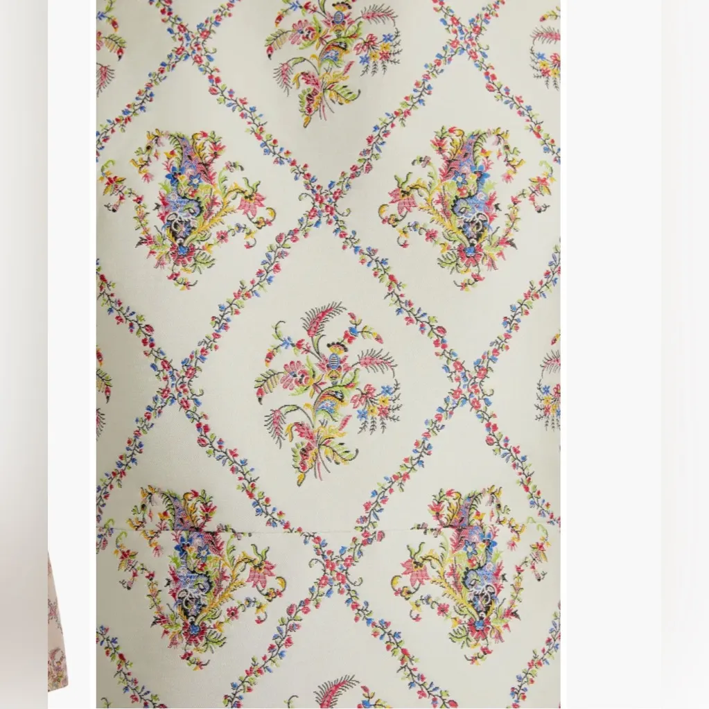NWT ETRO MILANO MICOR FLORAL JACQUARD MINI DRESS SIZE 40 (US 4 ) Tan - Image 6