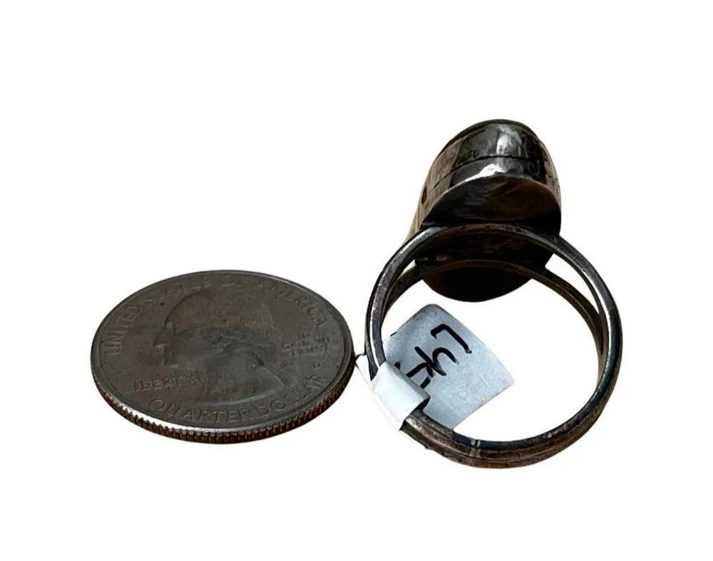 Sterling Silver Carved Face Ring, Vintage Mexican Tribal Jet Face Ring Sz 9.5 - Image 3