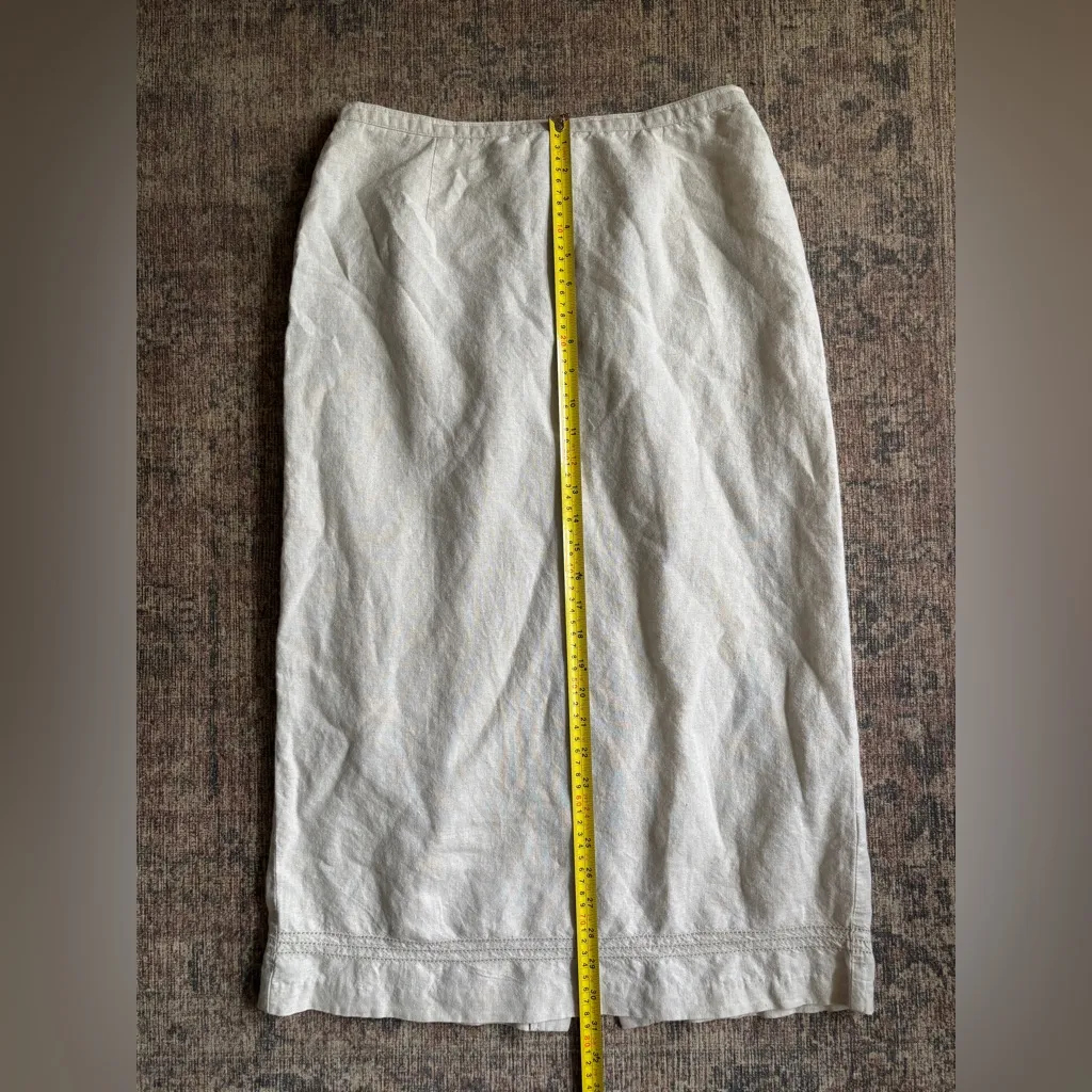 Vintage Casual Corner Annex Petite Linen Blend Midi Skirt Size 10 - Image 5