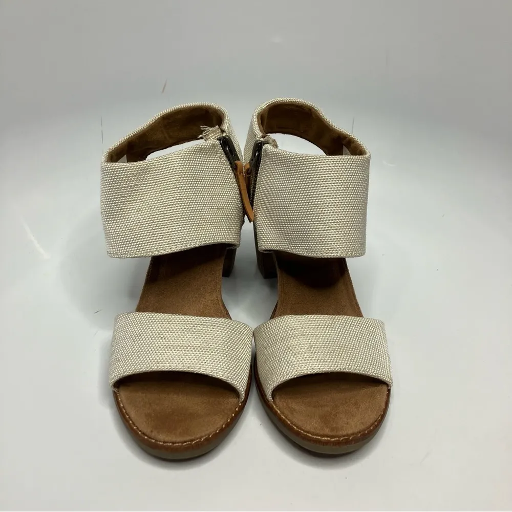 Toms Majorca cut out heels block heels neutral size 7 - Image 3