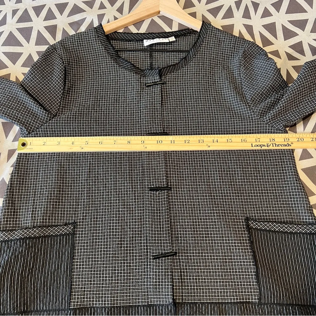 Habitat Lightweight Black & White Grid Print Cropped‎ Sleeve Jacket Lagenlook - Image 12