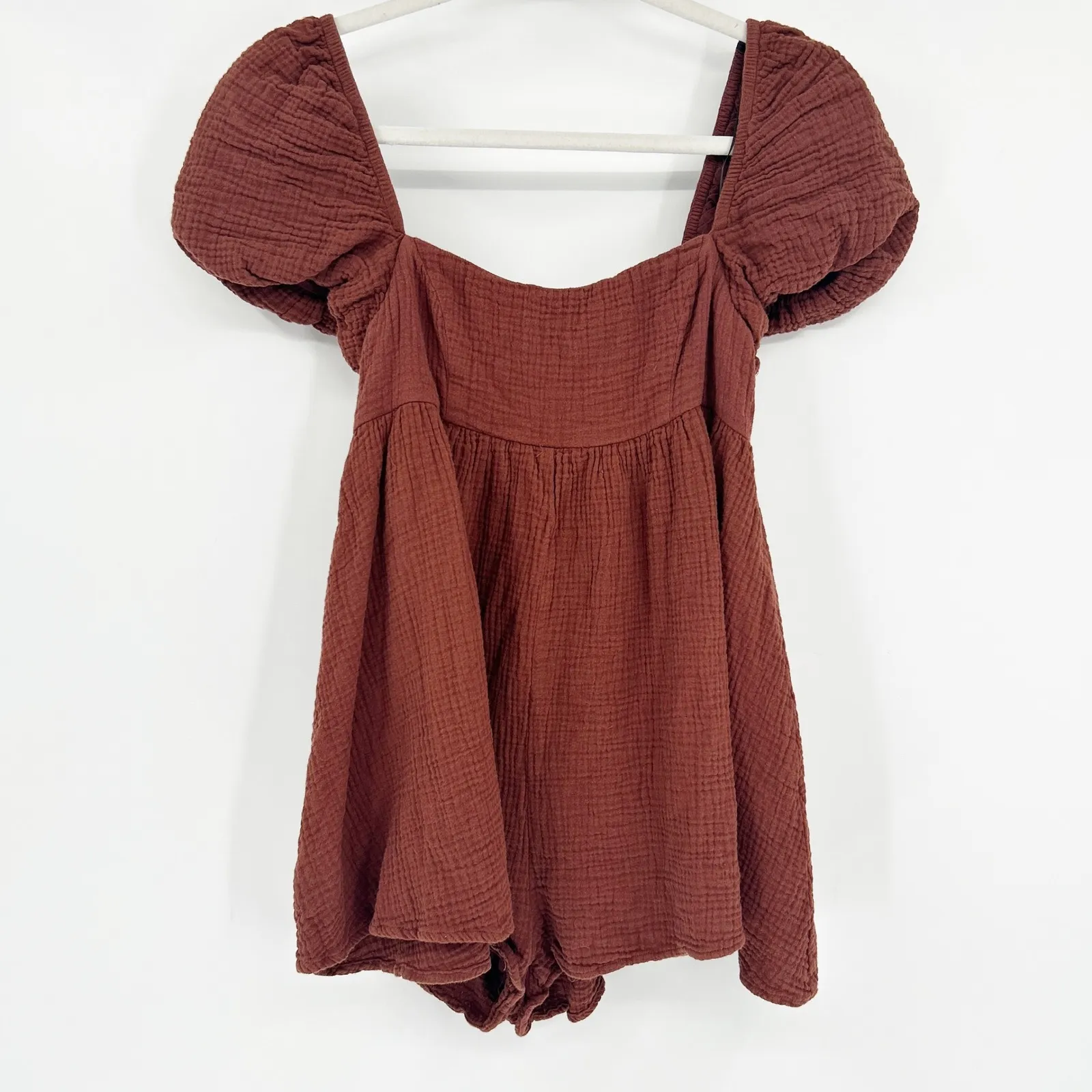 Princess Polly Womens Gauzy Cotton Milkmaid Puff Sleeve Lorna Romper Size 4 - Image 3