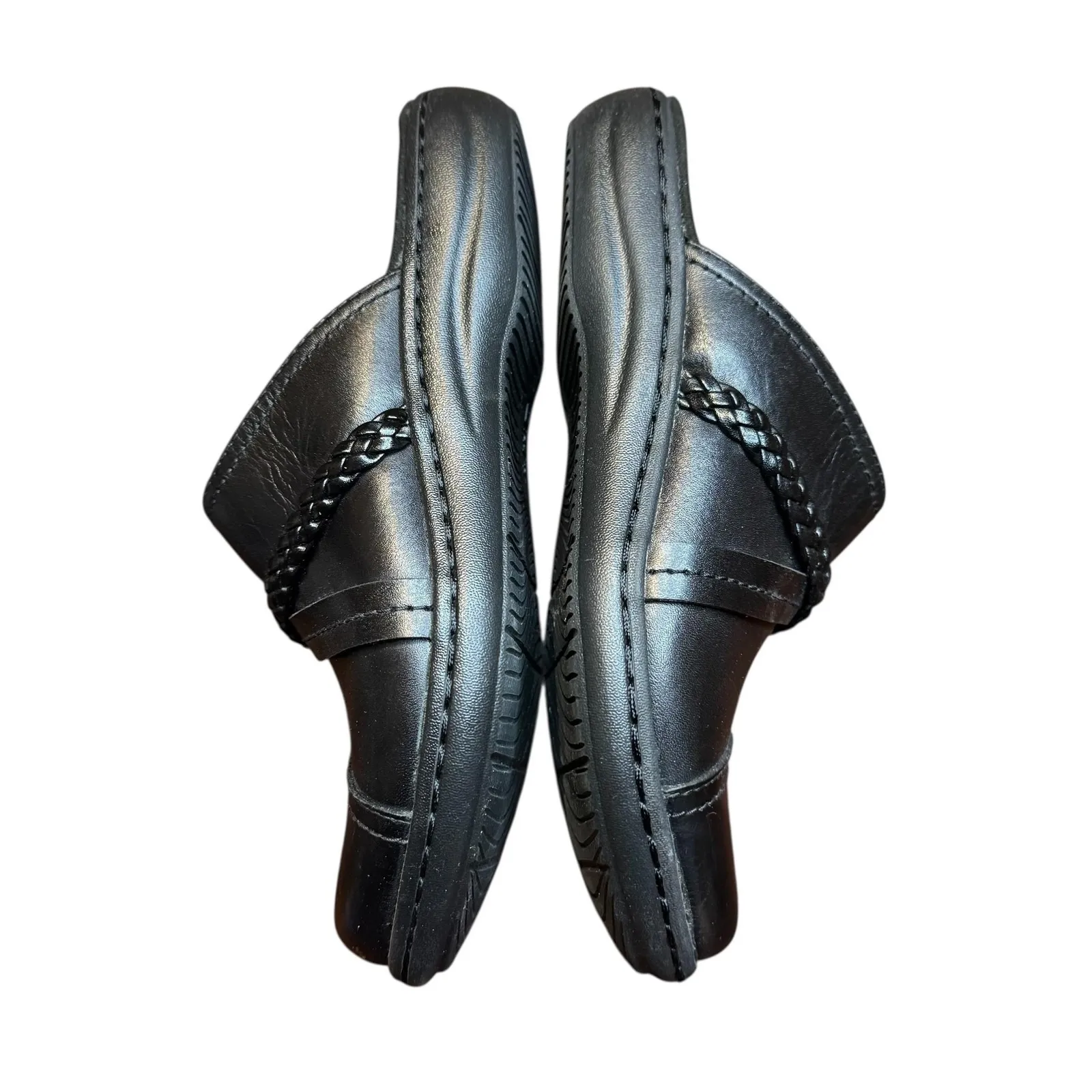 Clarks Clogs Mules Shoes Womens Size 6.5N Black Slip On Braided Strap Comfort - Image 6