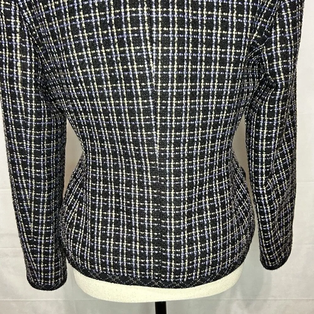 KASPER Tweed Blazer Petite Size 8P Black/Purple/Tan Career Jacket - Image 9