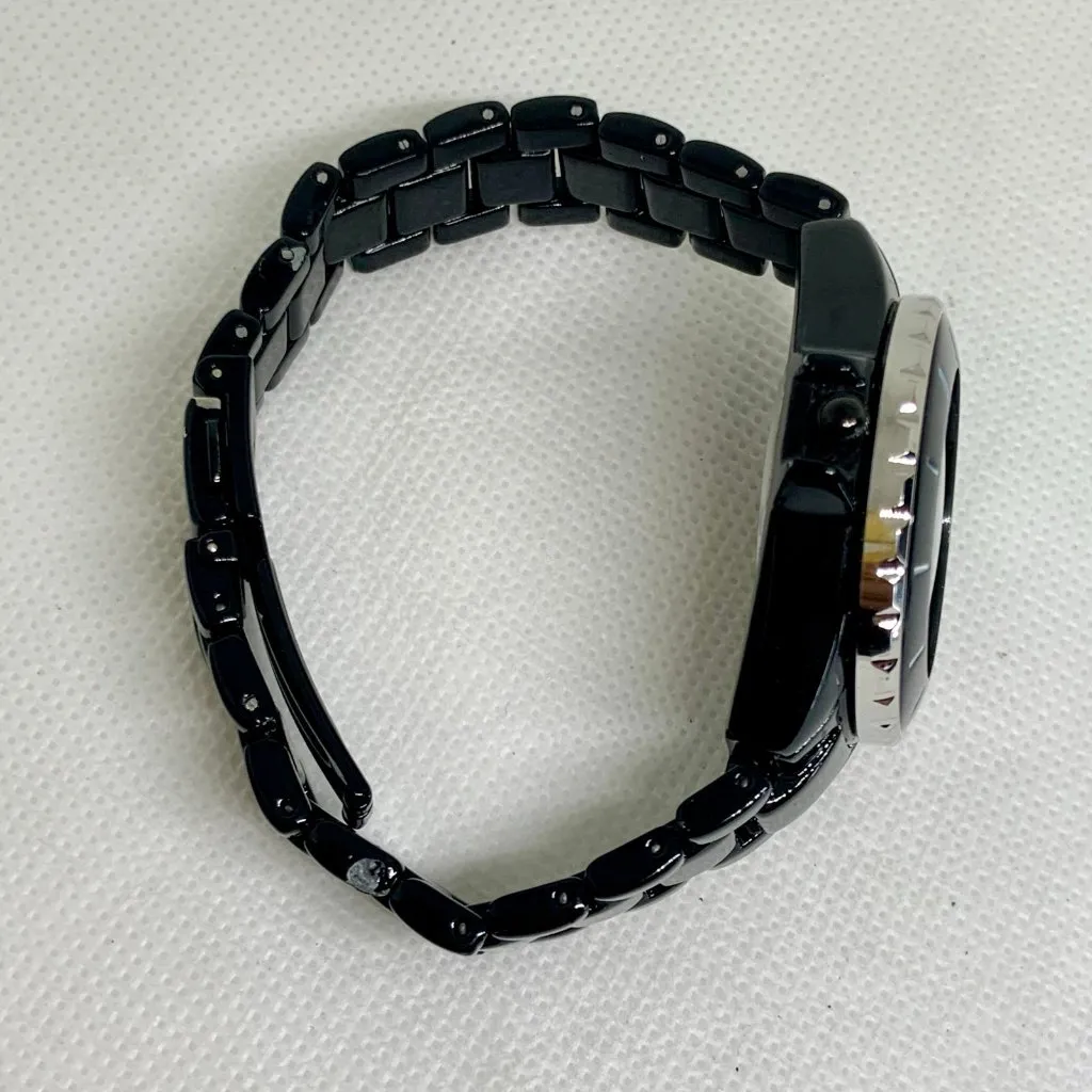 Paul Jardin black tone women watch 33mm quartz rotating bezel links running - Image 9