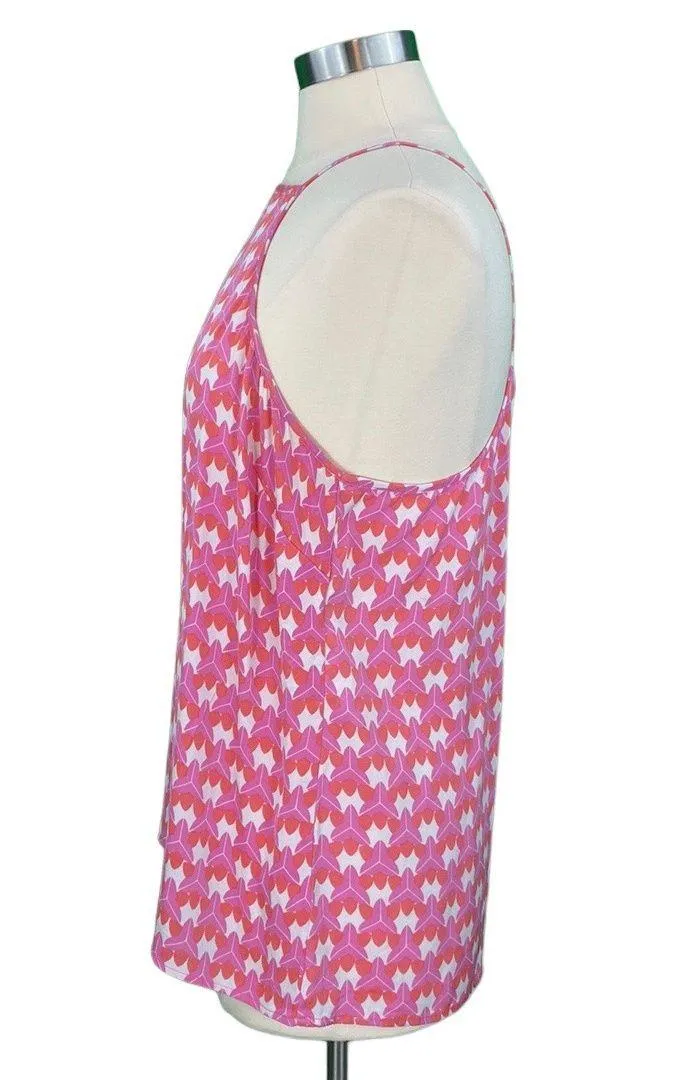 Milly Silk Blend Abstract Print Strappy Tank Top - Image 12