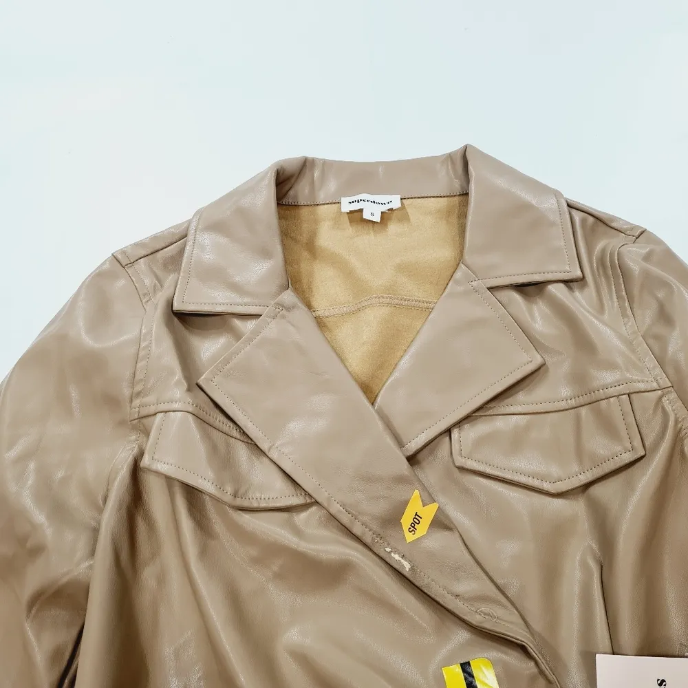 Superdown Chantel Leather Romper in Nude - Image 5