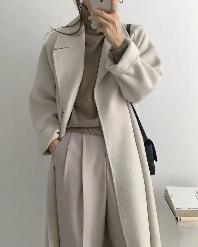 Wool coat long Heather Gray womens belted collar jacket Size XS - Image 4