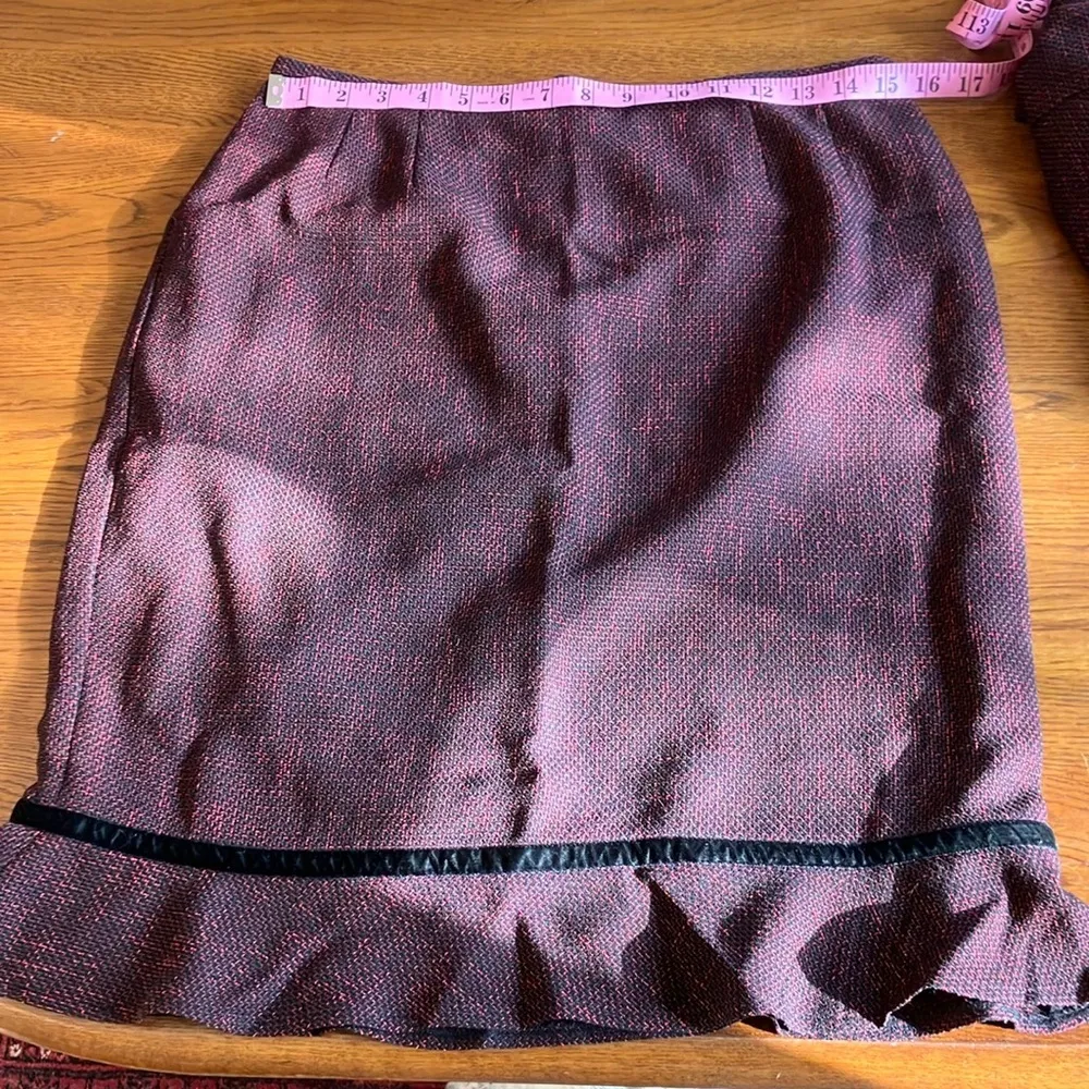 Plaza South Red and Black Velvet Skirt Set size 10 - Image 10