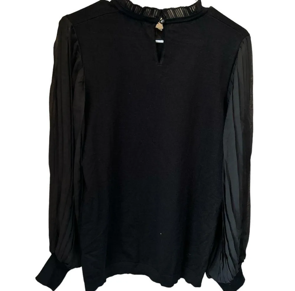 Adrianna Papell medium nwot Layered Bubble Blouse Accordian Pleat Sleeves Career - Image 4