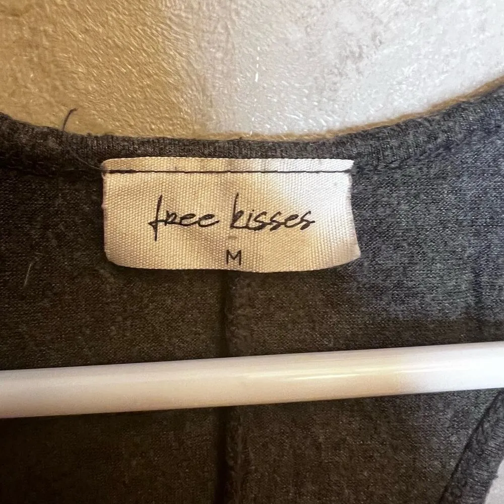 FREE KISSES Dark Gary Baseball Graphic Pocket Sleeveless Racerback Tank Medium - Image 4