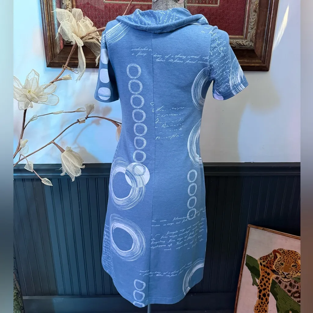 Artex Fashions Drawstring Cowl Neck Art To Wear Dress ~ Size XS 💛🍄 Blue - Image 4