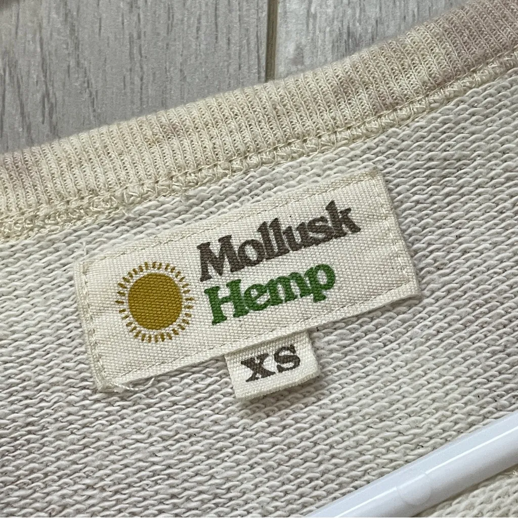 Mollusk Hemp Sweatshirt tiedye crop womens Cream Purple (xsmall) natural casual Size XS - Image 2