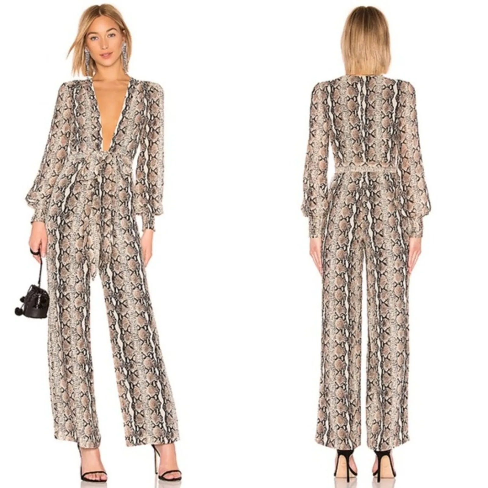 NEW Revolve Beige Snake Jumpsuit - Image 3