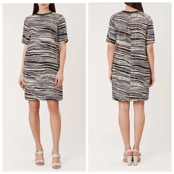 Hobbs London NWT Carla Shift Dress Women’s Size 6 Black White Mini Workwear - Image 2