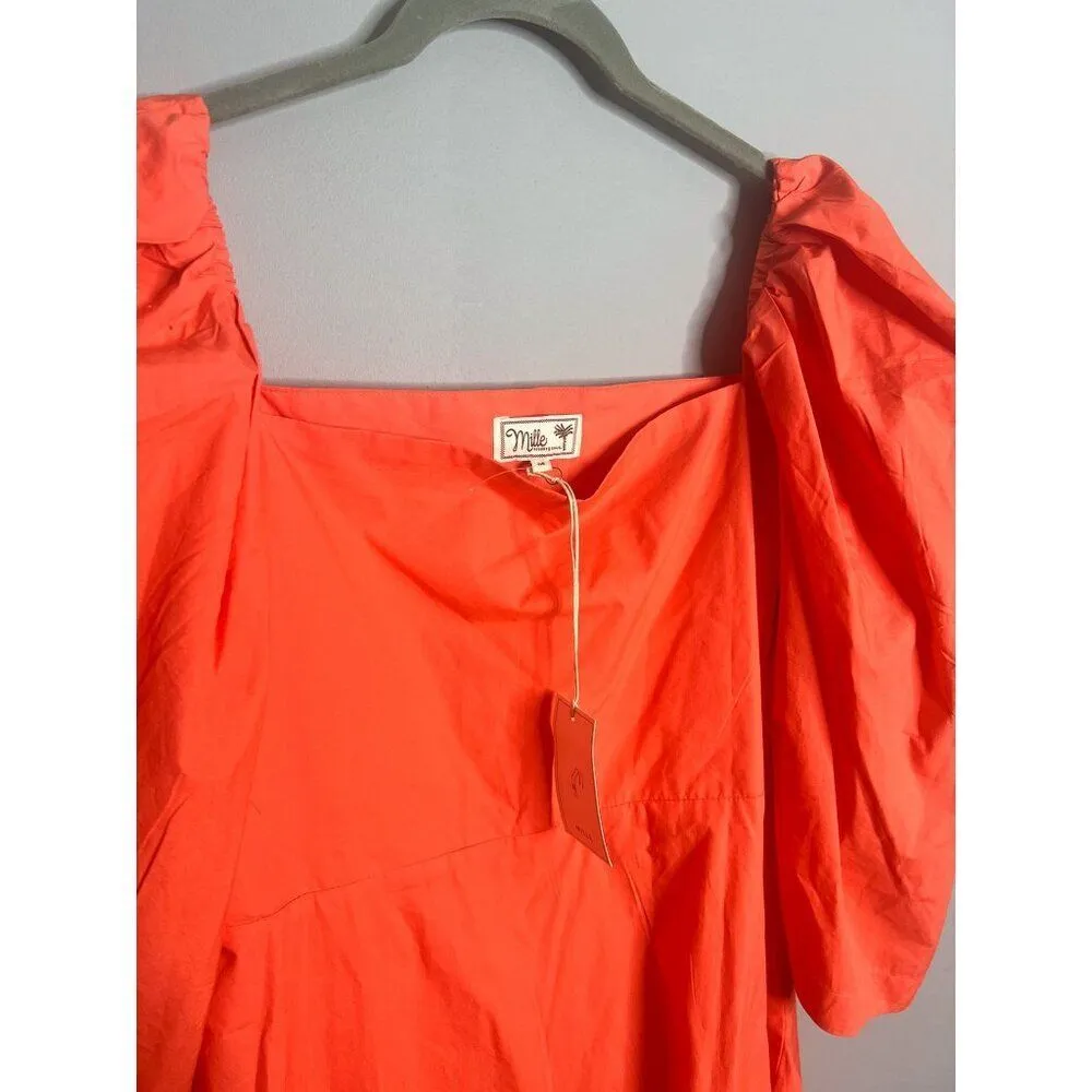 NWT MILLE Resortwear Anais Puff Sleeve Tie Waist Minidress in Melon‎ Pink Medium - Image 8