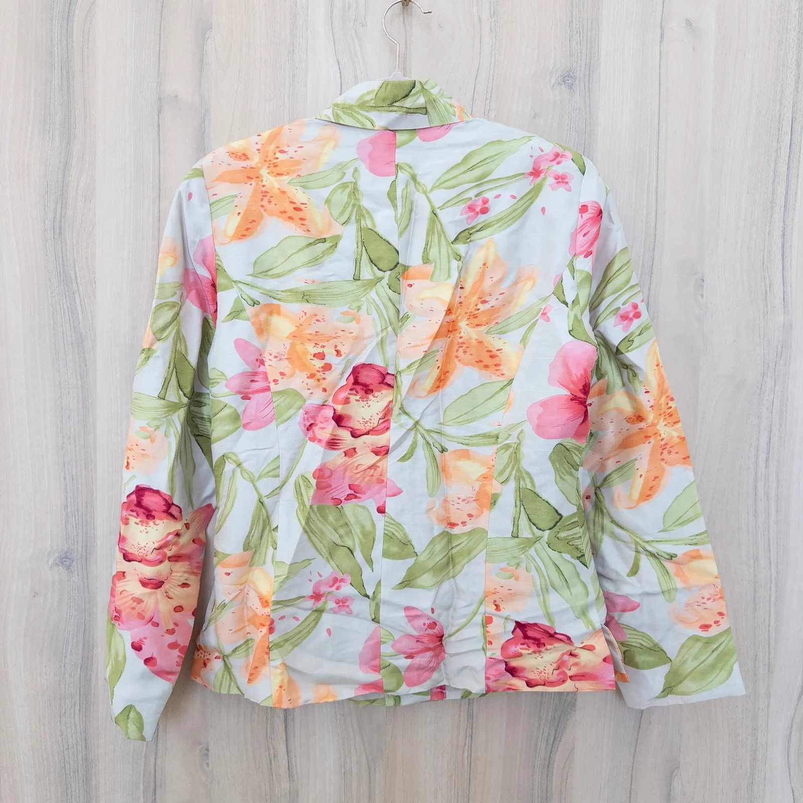 Silkland Womens Silk Blouse Size 4 Multicolor Floral Button Down Romantic Boho Pink - Image 5
