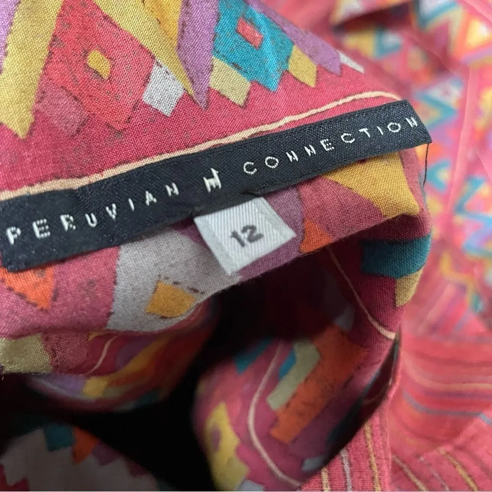 Peruvian Connection Pima Cotton Layered Striped‎ Midi Dress 12 - Image 3