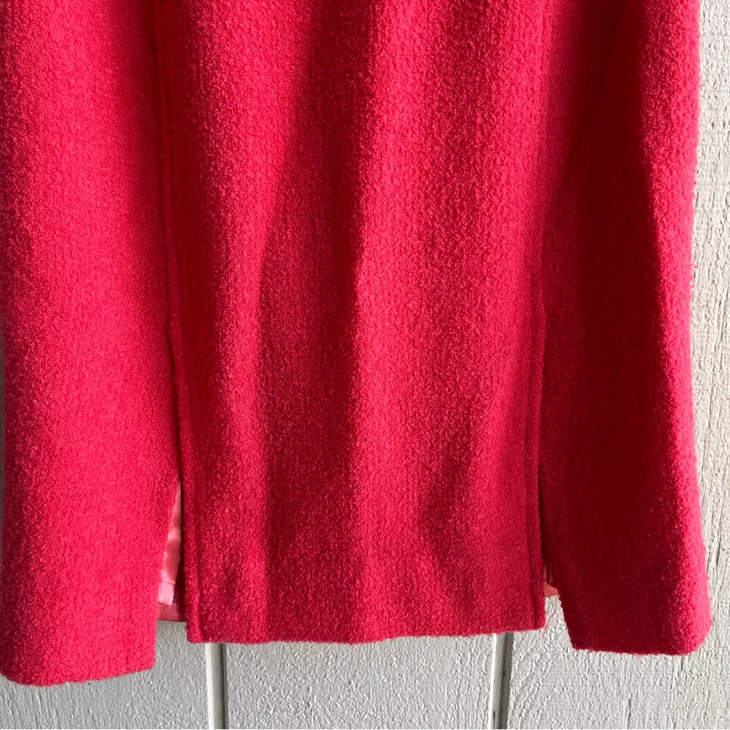 Milly of New York Wool Boucle Knit Pencil Skirt in Pink Gold Buttons Size 2 - Image 7