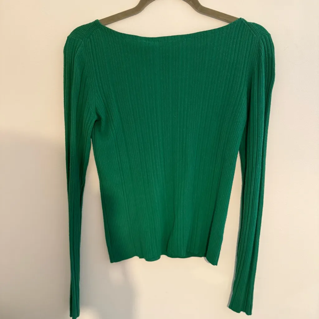 Theory Hanksons Prosecco Emerald Knit Sweater Top - Image 3