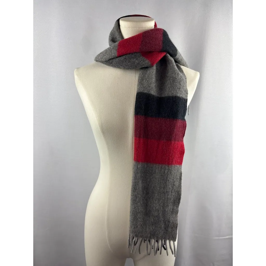 Women’s Carl Michaels Grey, Blue, Red, & Purple Wool Tasseled Scarf Gray - Image 2