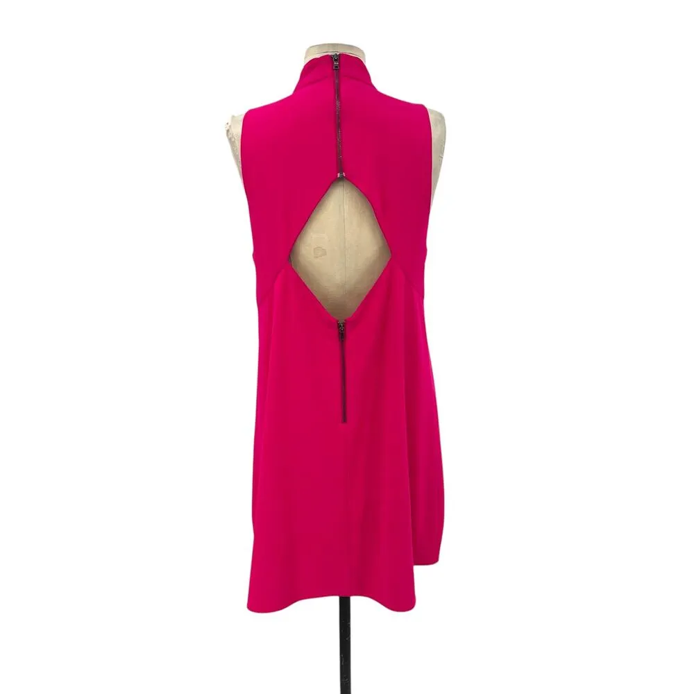 Alice + Olivia  Mini Dress‎ Mock Neck Cut-Out Back Zipper Hot Pink Size Medium - Image 7