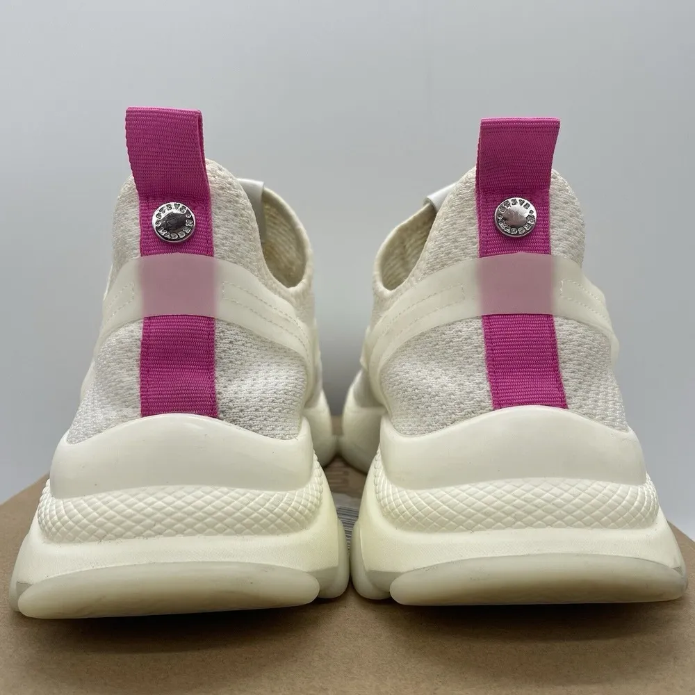 Steve Madden Womens Size 11 Shoes White Myles White NY 90 Sneakers Pink Pull Tab - Image 4