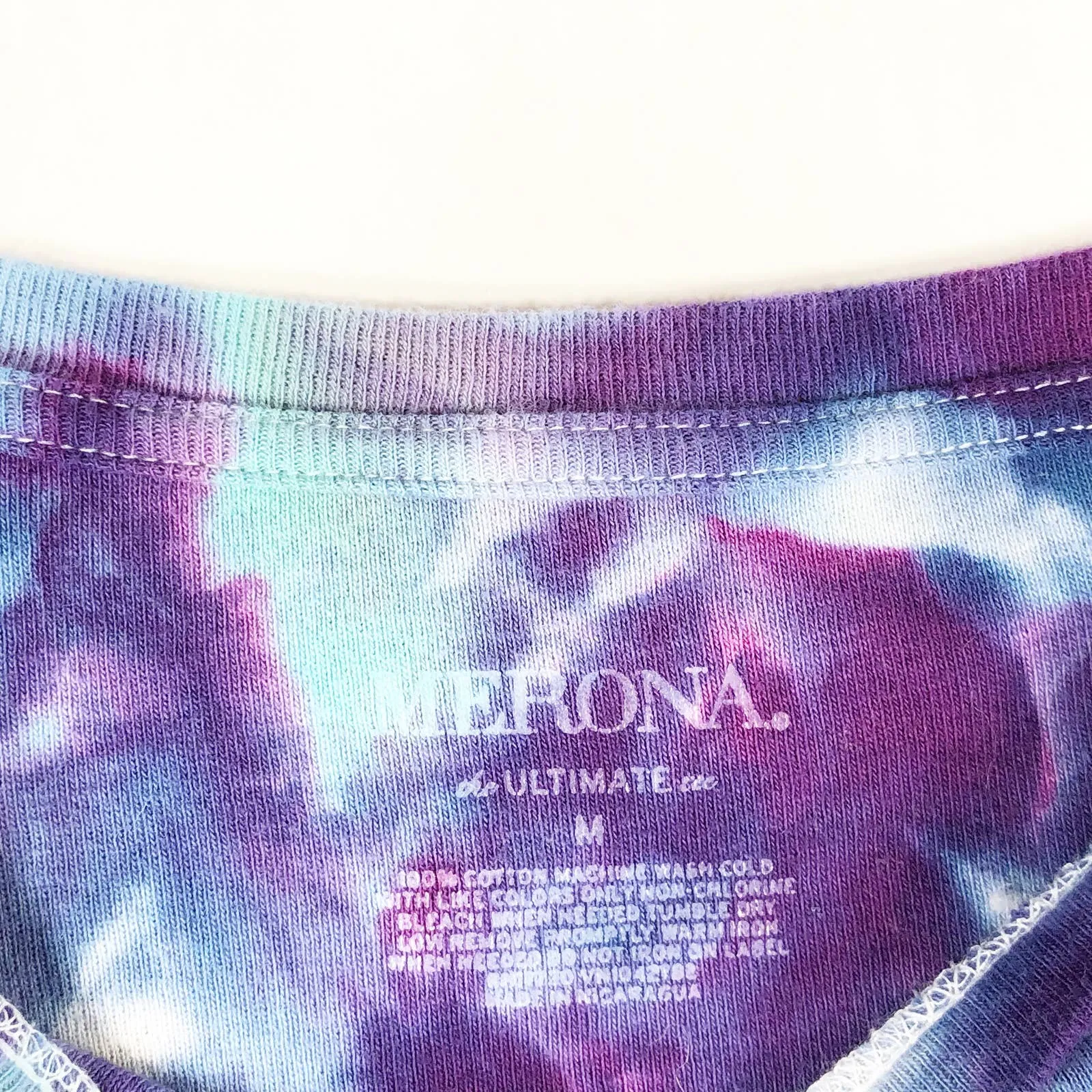 Merona Medium Top Handmade Tie Dye Dream Girl Blue Purple Short Sleeve Tee‎ 886 - Image 9