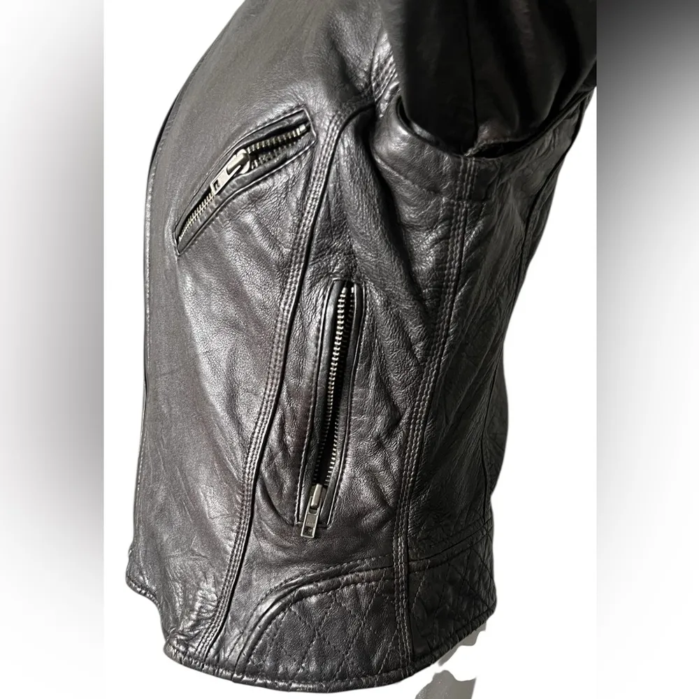 Zadig & Voltaire Black Leather convertible Biker Jacket - Image 7