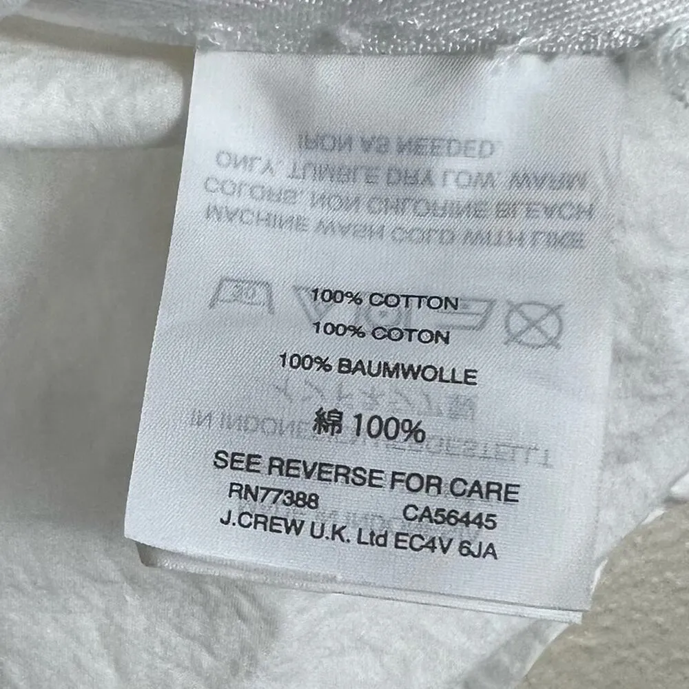 J. Crew V-Neck Top Womens 0 White 100% Cotton Ruffle Poplin Romantic Feminine - Image 6