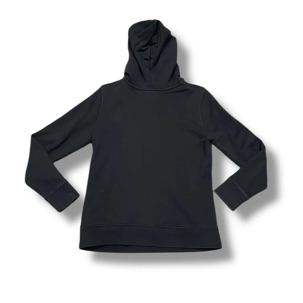 Adidas Hoodie Women’s Small Black Big Trefoil Logo‎ Spell Out Pockets Pullover - Image 6
