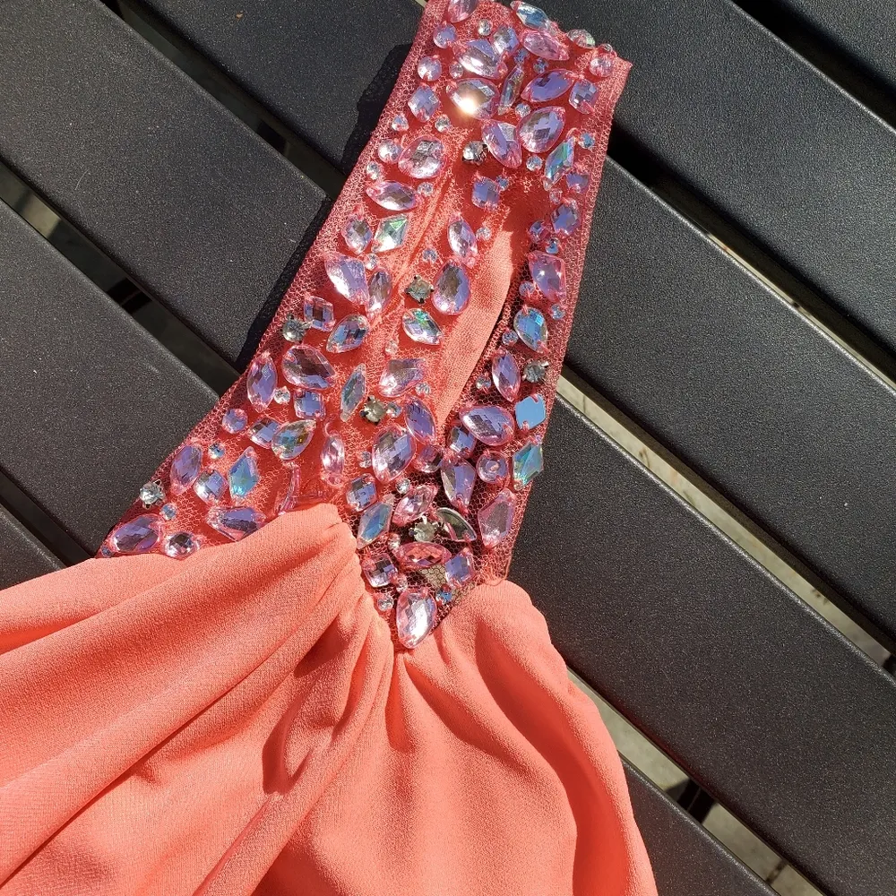 City Triangles Coral One-Shoulder Mini Dress - Image 2