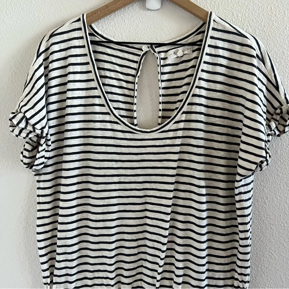 Lou & Grey for LOFT Striped Cotton Romper XL - Image 2