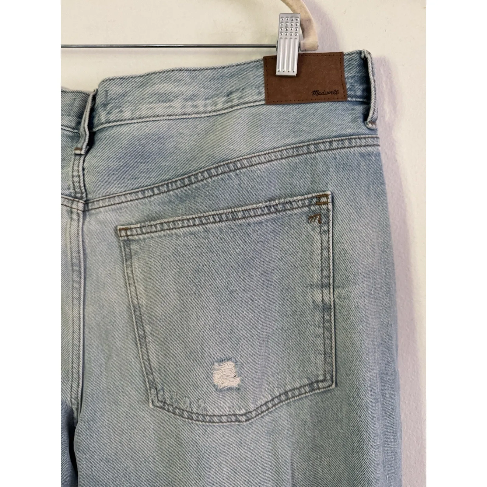 NWD Madewell Low Slung Baggy Jeans Distressed Cuffed Hallstead Wash Sz 25 Petite - Image 9