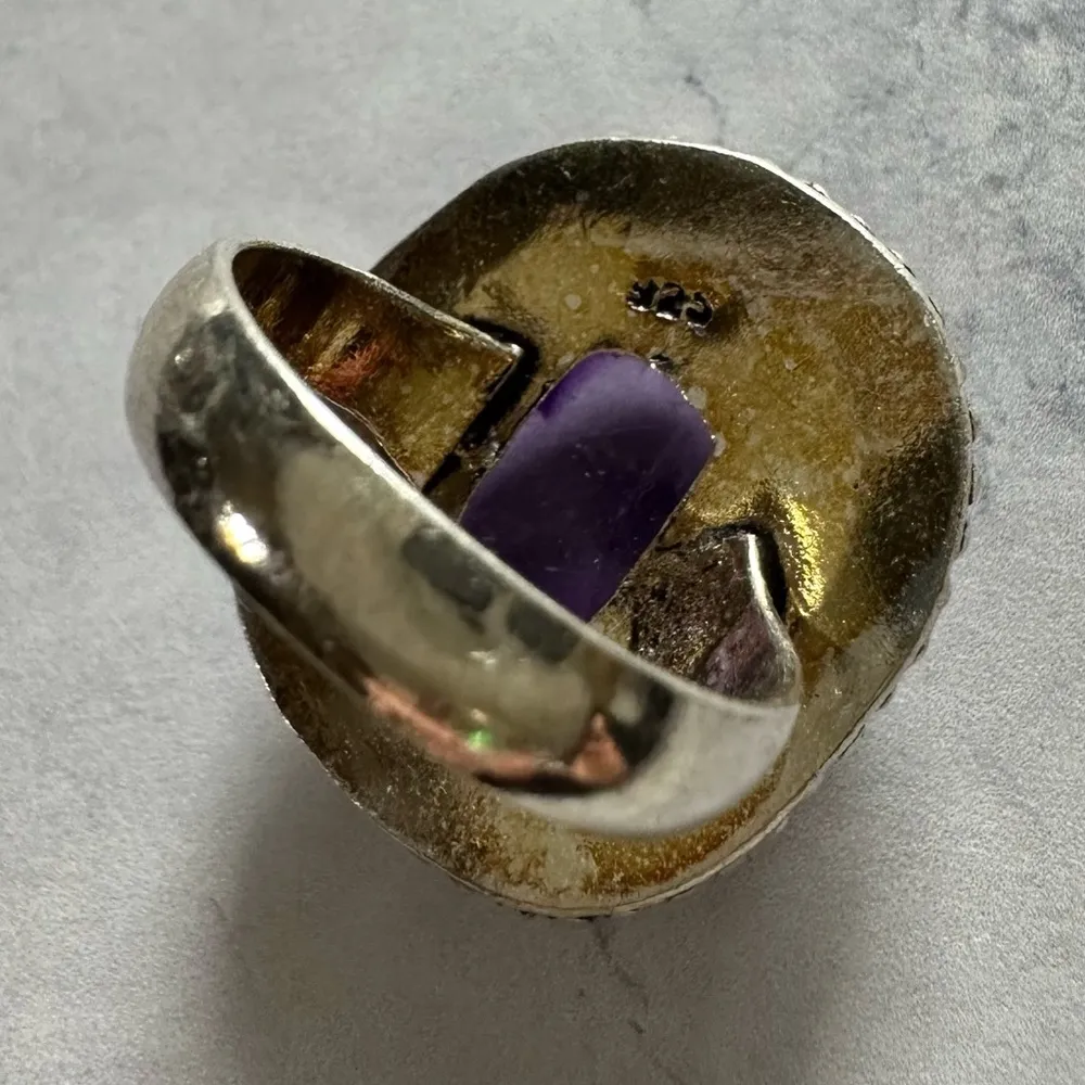 Amethyst Genuine Stone 925 Sterling Silver Ring Purple - Image 2