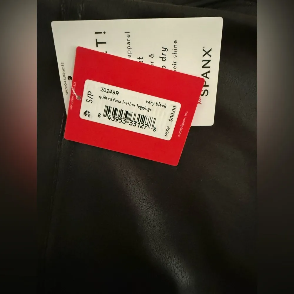 NWT NEW SPANX Quilted Faux Leather Shiny MOTO LEGGINGS-#20248R-BLACK Sz Small - Image 5