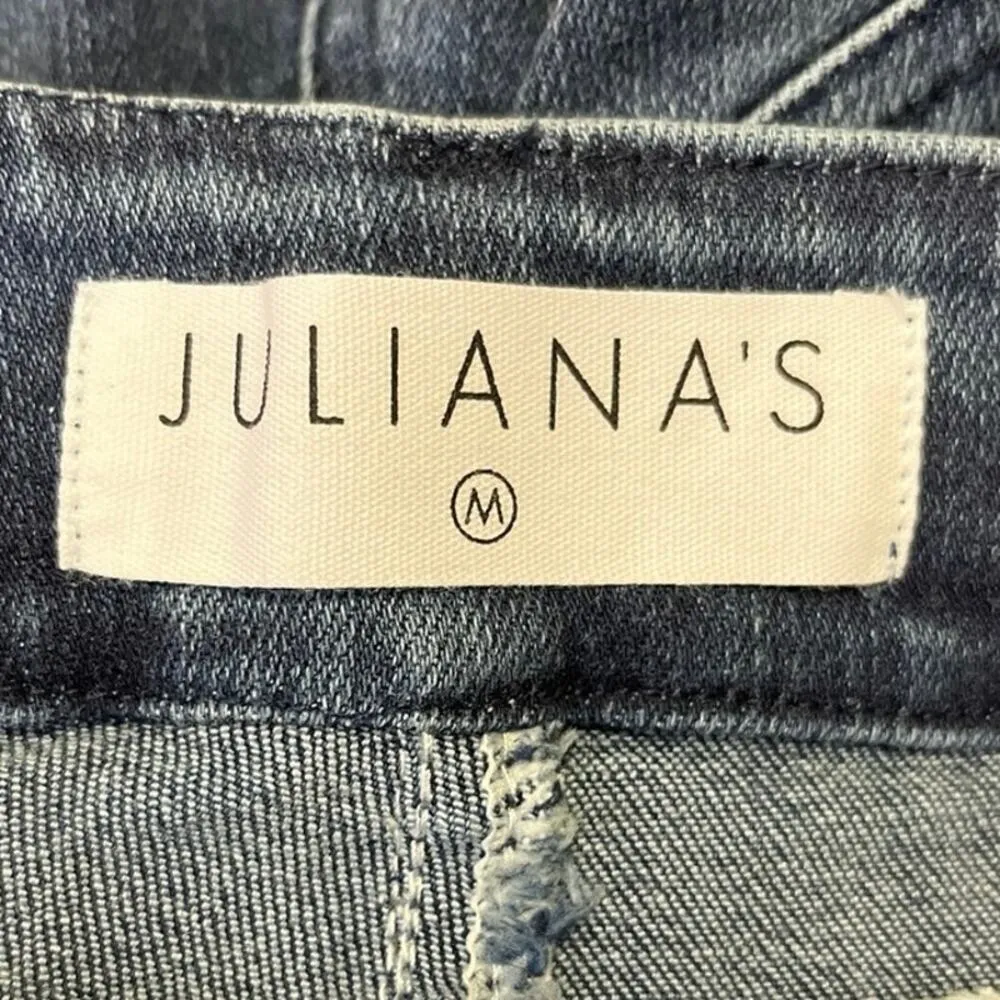 New Julianas Boutique Blue Denim High Rise Rhinestone Fringe Trim Skinny Jeans M Size M - Image 5