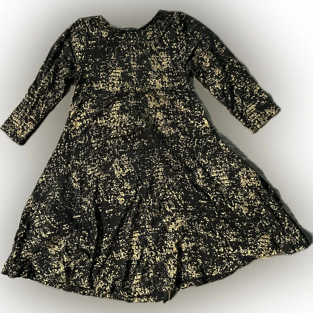 Anthropologie Bel Kazan Gold & Black‎ Dress Pockets Stretch Jersey Knit SZ S Zip - Image 2