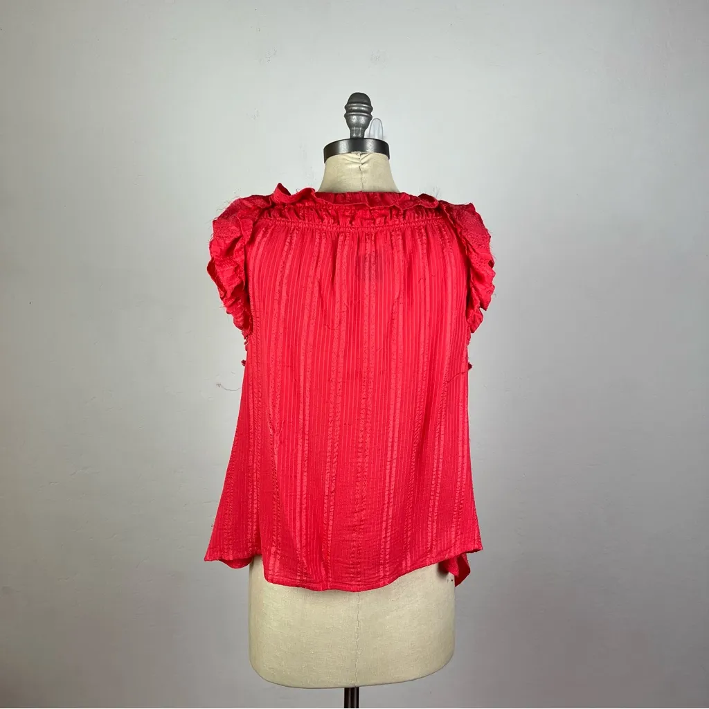Etoile Isabel Marant Pink Ruffle Silk Blouse Size L - Image 8