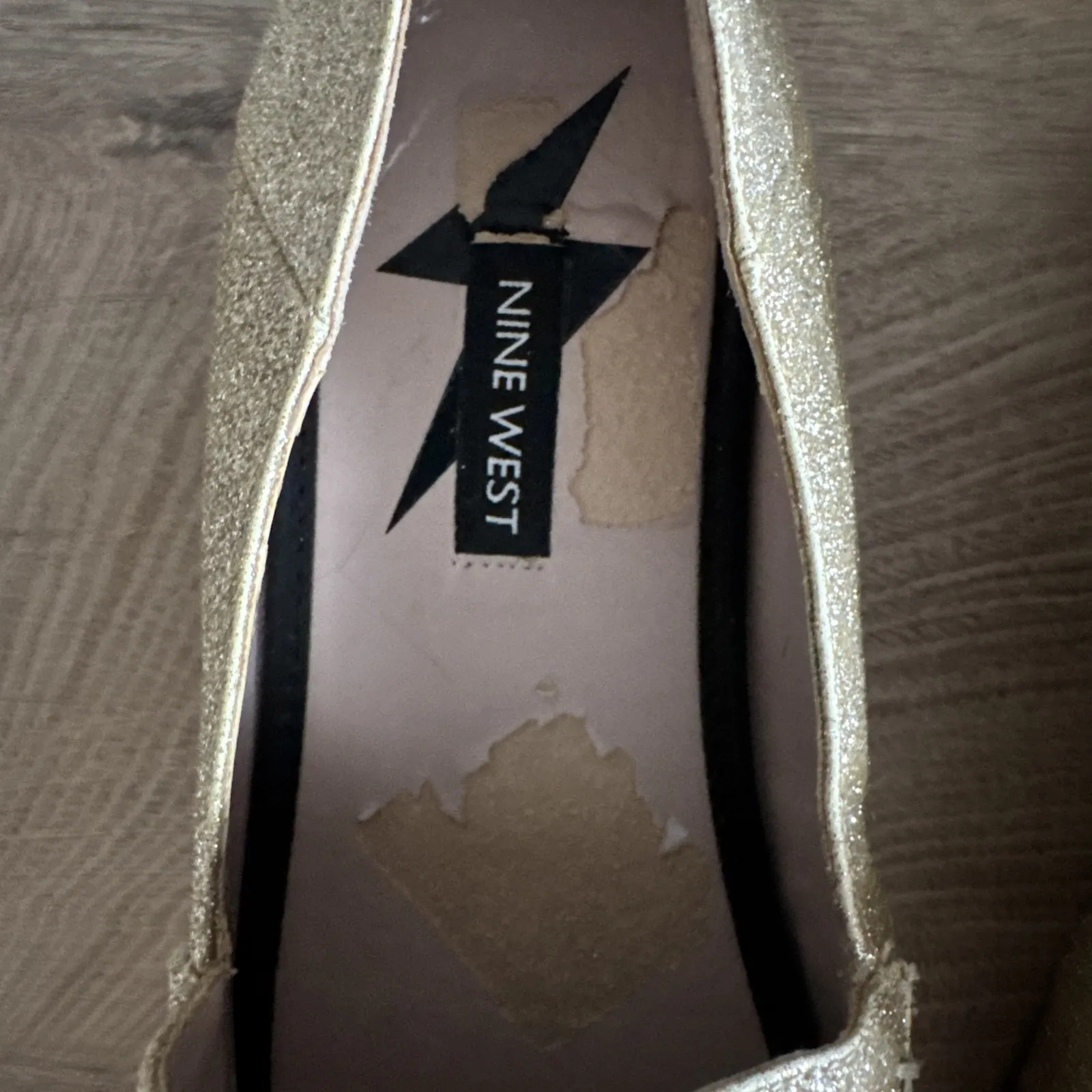 Nine West Loafer Wildgirls Synthetic Gold Glitter Lightening Bolt‎ Womens Size 9 - Image 9