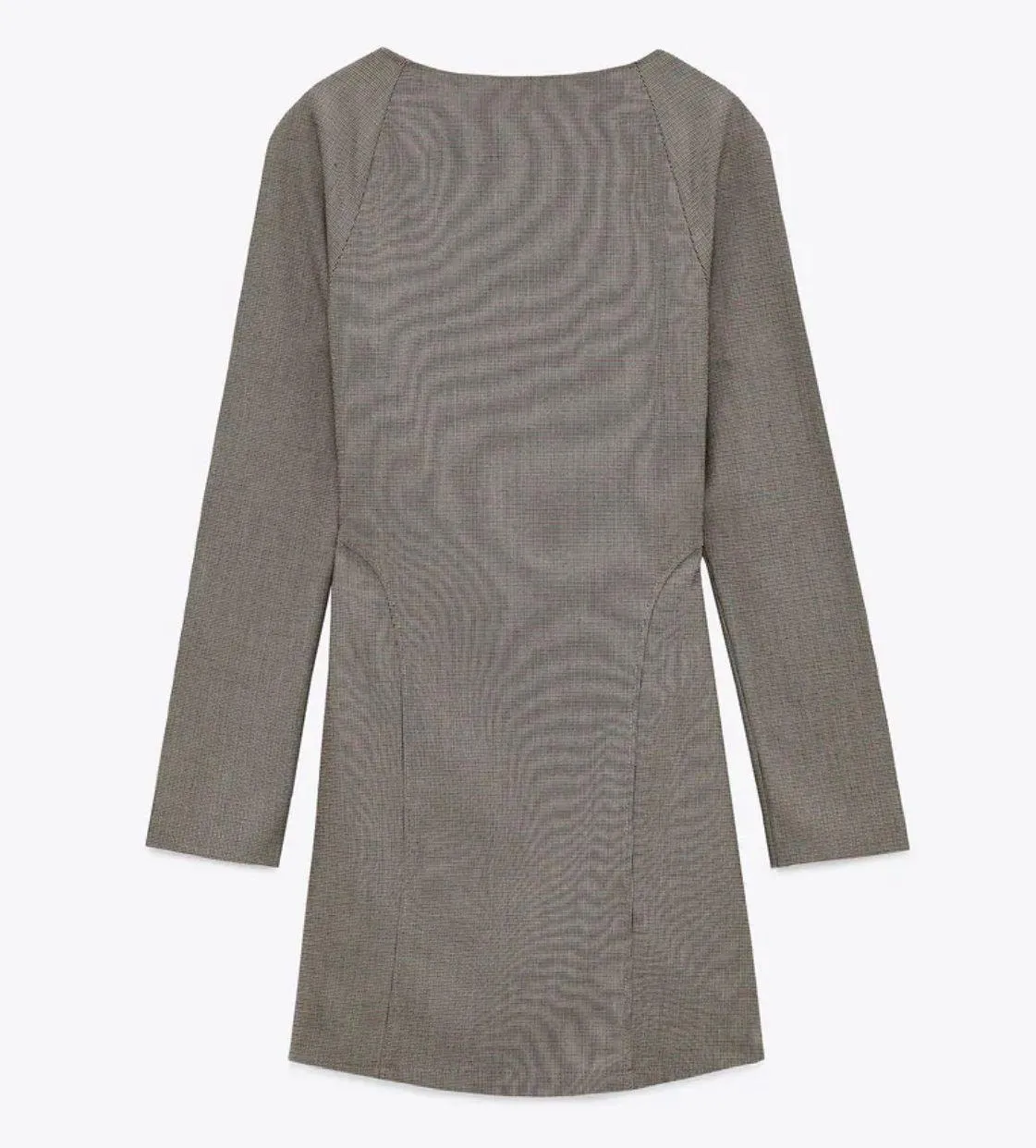 Tailored Brown Plaid Square Neckline Dress - Image 4