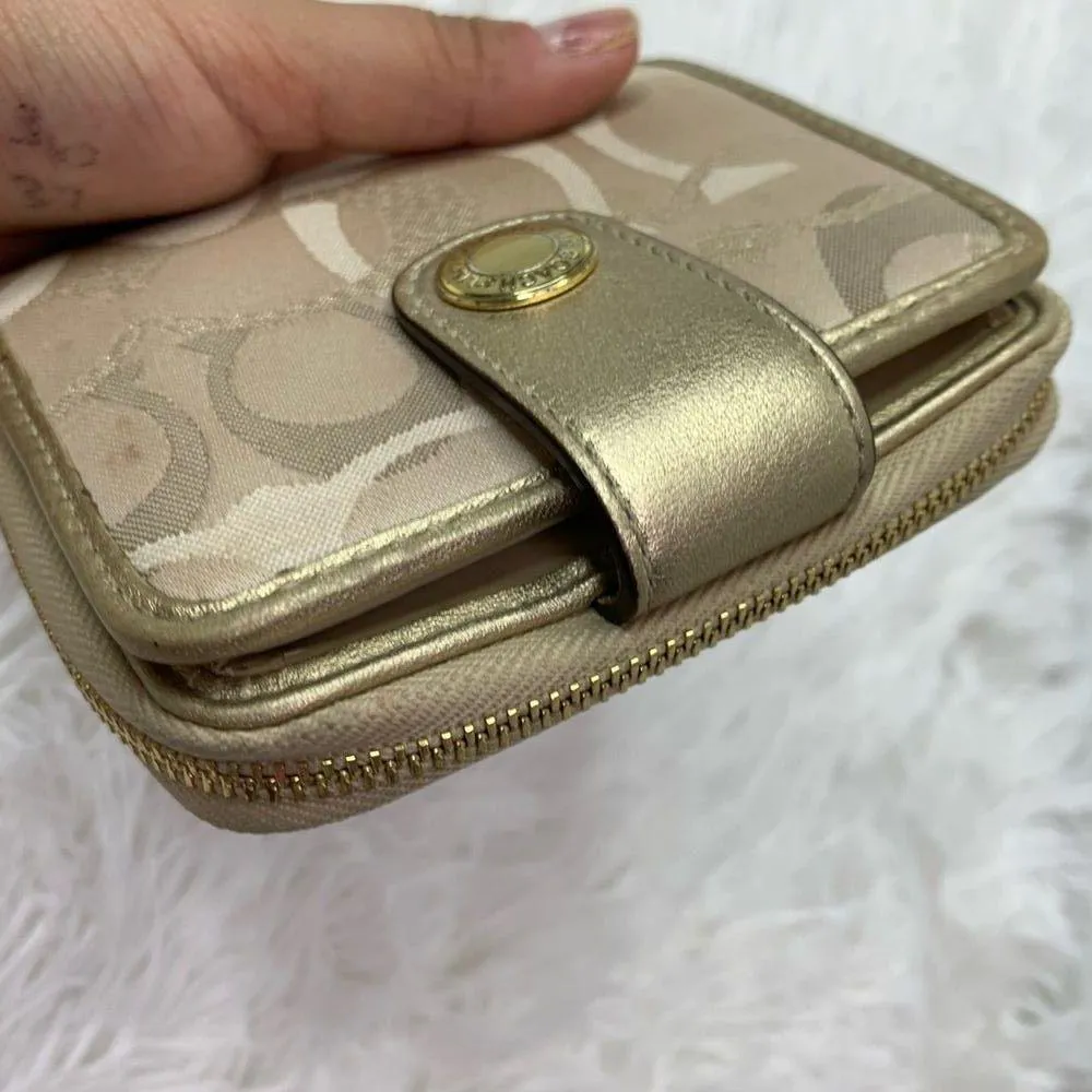 COACH Gold Signature Canvas Wallet - Image 4