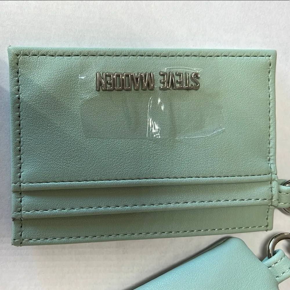 Steve Madden Mint Green Wristlet Purse and Card Holder Set - Image 4