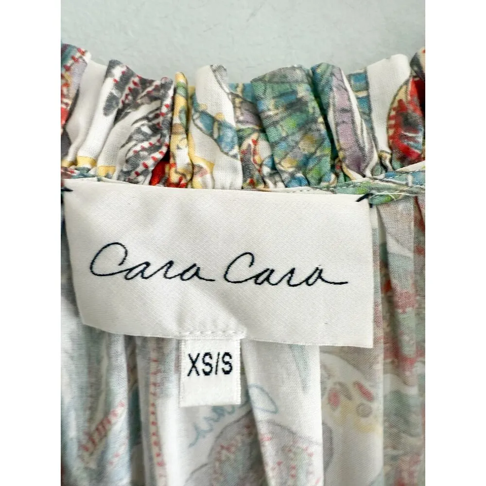 Cara Cara | Gibson Bird Paisley Ivory Multi Mini Dress | Sz XS/S Red - Image 4