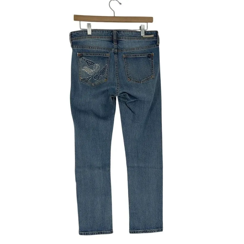 Anthropologie Pilcro  Embroidered Patchwork Slim Boyfriend Jeans, size 26 - Image 7