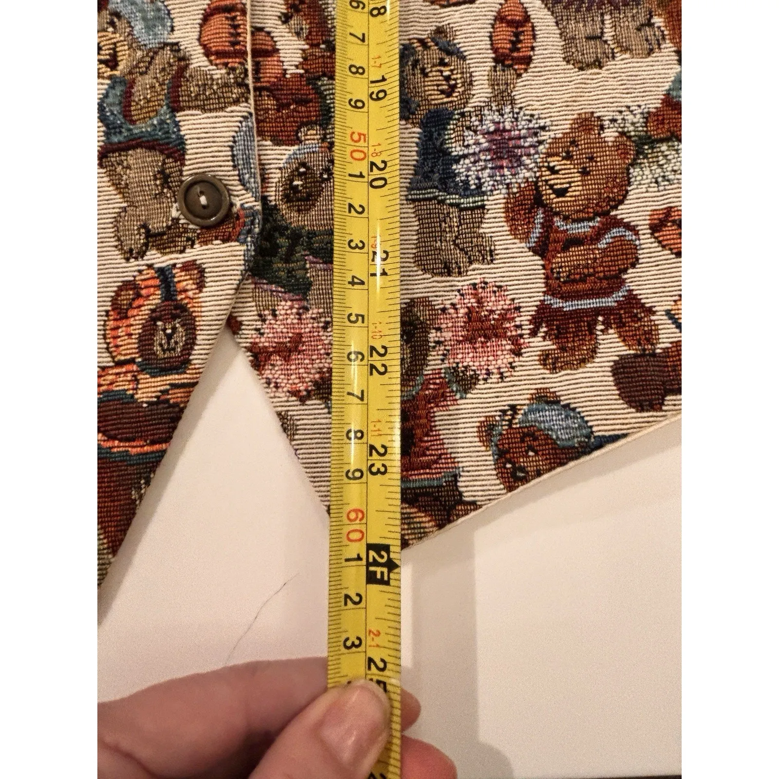 Vintage Paul Harris Design Vest Womens Football Teddy Bears Embroidered Large - Image 5