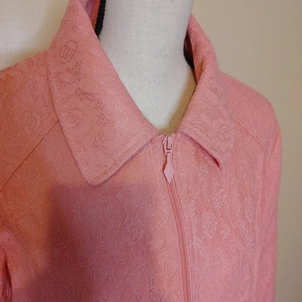 Susan Graver Pink Size Medium M Zipper Light Jacket Spring SG - Image 9
