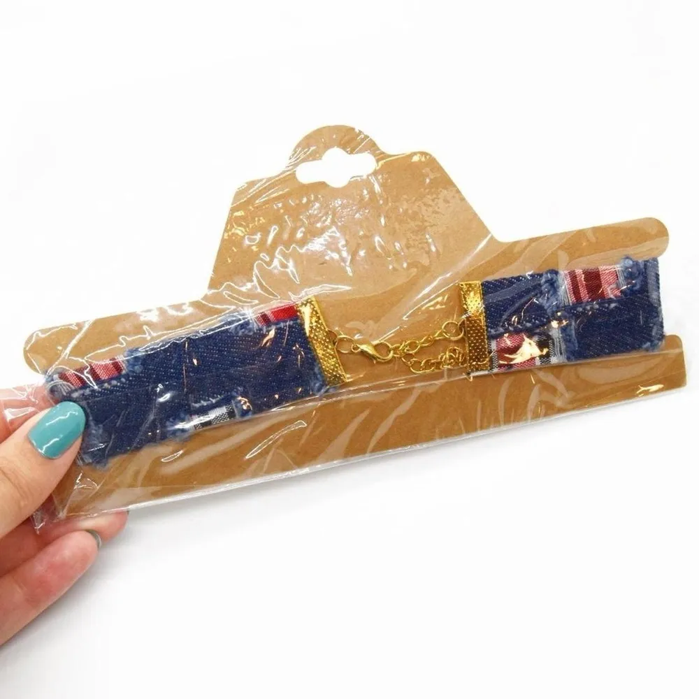 Patchwork Denim Choker Blue - Image 4